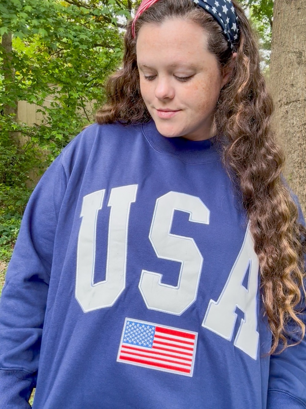 Navy USA Graphic Mockneck